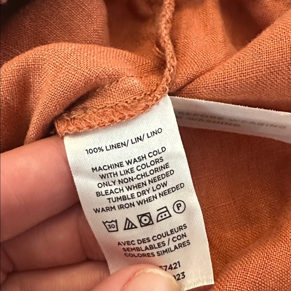 Lou & grey 100% linen elastic waist wide leg terracotta pant medium - Picture 6 of 6